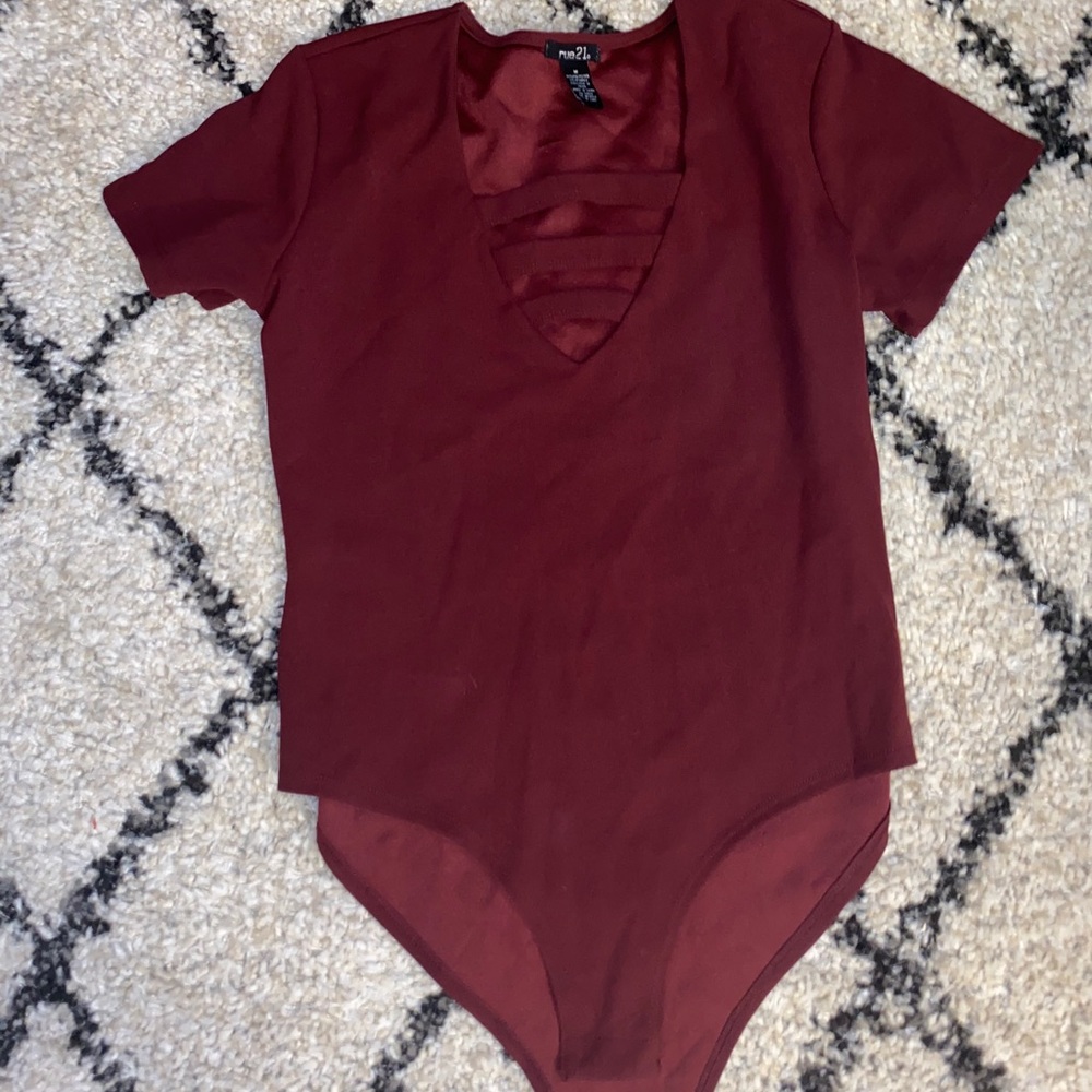 Burgundy Red fancy Body Suit